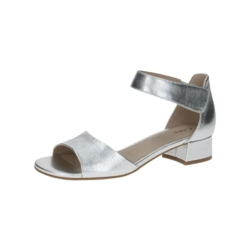 Offre limitée : CAPRICE Sandales à talon femme en cuir avec brides, Argent (Silver Metal.), 38 EU de 64.95 € à 38.91 € (40% de remise)