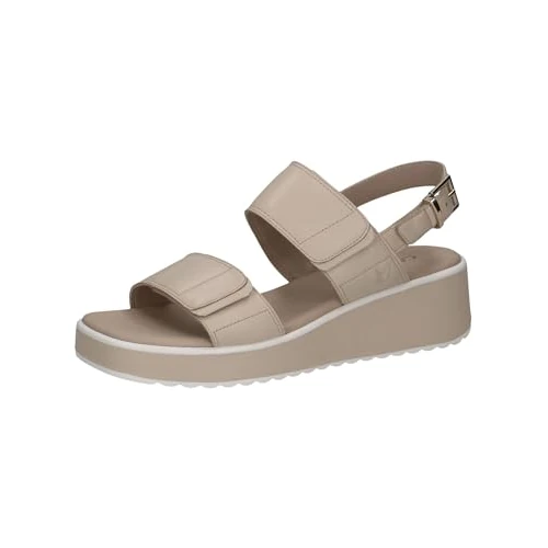 Offerta a tempo: CAPRICE Sandali con zeppa da donna in pelle Zeppa, Crema (Offwhite Nappa), 40 EU - 27% da 69.95 € a 51.26 €