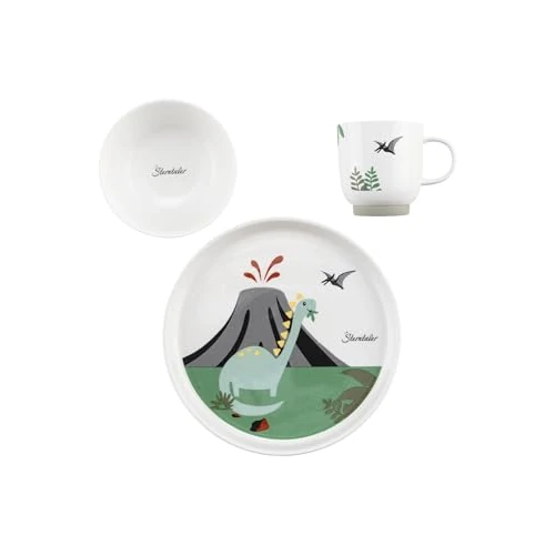 Oferta limitada: Sterntaler Vajilla de porcelana Dino Rexi – Juego de vajilla con base de silicona antideslizante y extraíble – Vajilla para bebés y niños con plato, cuenco de 400 ml y taza de 200 ml, color blanco de 24.66 € a 24.66 € (ahorro 0.00%)