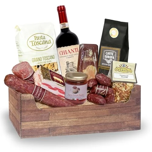 Offerta a tempo: Cesti Natalizi Speciale Italia – Cesto Natalizio Gastronomico Toscana e Dintorni, Confezione Regalo Natale con Prodotti Alimentari Tipici della Regione Toscana, 10 pezzi - 0% da 64.90 € a 64.90 €