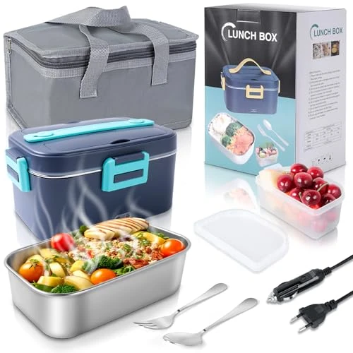 Romon Heated Lunch Box Set-1.8L, Stainless Steel Silicone, Green