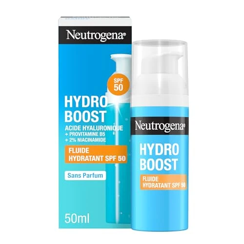 Offerta a tempo: Neutrogena Hydro Boost Fluido Idratante SPF 50, Crema solare viso 50 con Acido Ialuronico, Niacinamide e Vitamina C, Crema viso SPF 50 in fluido, Protezione solare viso contro raggi UVA/UVB, 50 ml - 33% da 24.99 € a 16.82 €