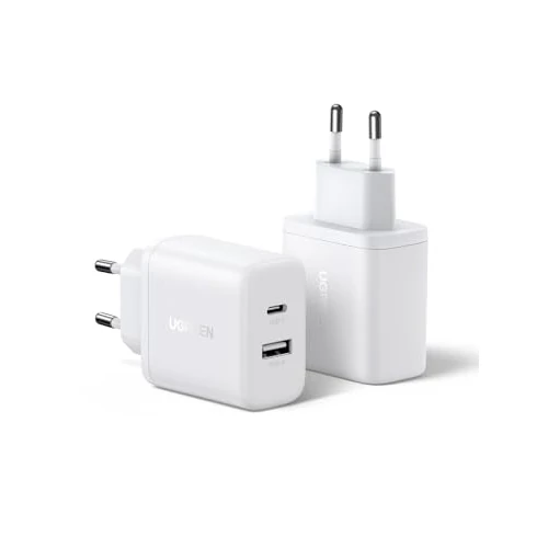 UGREEN Cargador USB C GAN 20W 2-Pack, Enchufe de Carga Rápida con 2 Puertos para iPhone 17 Pro MAX Air 16/15/14; Galaxy S25/S24; Google Pixel 10/9/8 etc