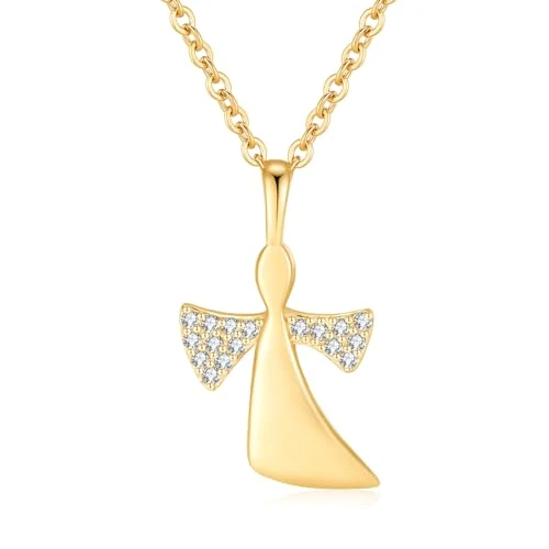 Offerta a tempo: Jrêveinfini Angelo Custode Collana Bambina Ragazza Donna Oro Argento 925, Collana Angelo Portafortuna Donna Amicizia Mamma e Figlia, Regalo Comunione Battesimo Cresima Donna Compleanno Bambina Mamma - 20% da 38.99 € a 31.18 €