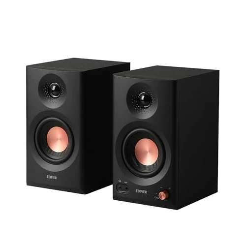 Edifier MR3 Powered Studio Monitor Speakers 2.0: Hi-Res Audio Certified Bluetooth V5.4 Active Bookshelf Loudspeakers, 36W PC Speaker with Headphone Output RCA AUX Balanced TRS Input for Studio, Black