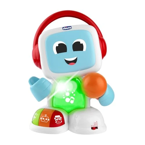 Chicco Robit Canta Conmigo, Juego Musical Electrónico con Micrófono, 3 Modos de Juego, 3 Géneros Musicales, Micrófono Real, Karaoke, 3-6 Años