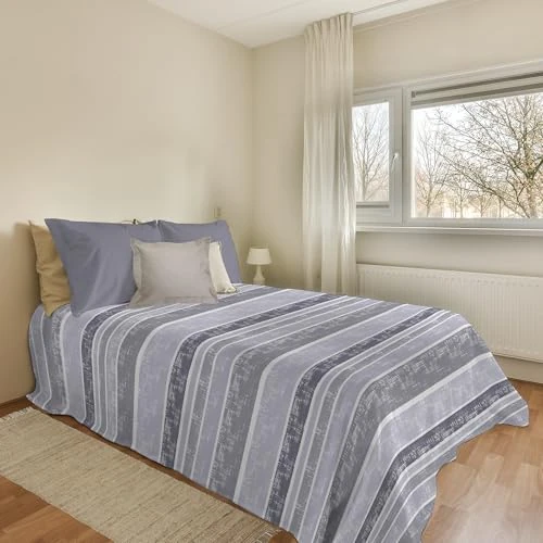 PENSIERI DELICATI Telo Copriletto 170 x 280 cm, 100% Cotone Pique, Ideale Come Telo Arredo, Coperta Salva Letto 1 Piazza, Fantasia Rodrigo Grigio, 100% Made in Italy