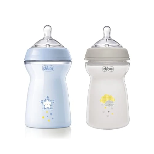 Tijdelijke aanbieding: Chicco Natural Feeling Anti-koliekfles, 6 maanden, 330 ml, fles met speen van zachte en flexibele siliconen, geschikt voor gemengde borstvoeding, snelle stroom, lichtblauw en neutraal, 2 stuks van 20.84 € naar 20.84 € (0.00% korting