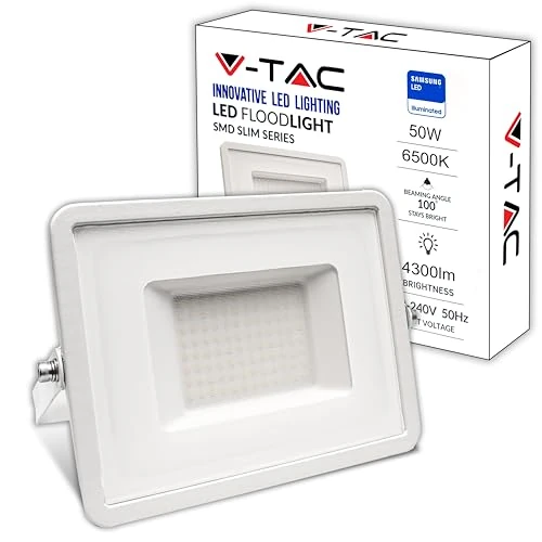 Oferta limitada: V-TAC Foco LED Exterior 50W [Altas Prestaciones] Blanco - 4270 Lumen - IP65 - Proyector LED Exterior en Aluminio para Hogar, Jardín, Patio, Parque Garaje - Resistente Agua - Luz Blanco Frío 6500KK de 17.99 € a 17.99 € (ahorro 0.00%)