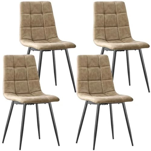 Offerta a tempo: ANVOFONG Sedie Sala da Pranzo set da 4,Panno Tecnico Sedie,Giallo-Marrone - 14% da 133.65 € a 114.58 €