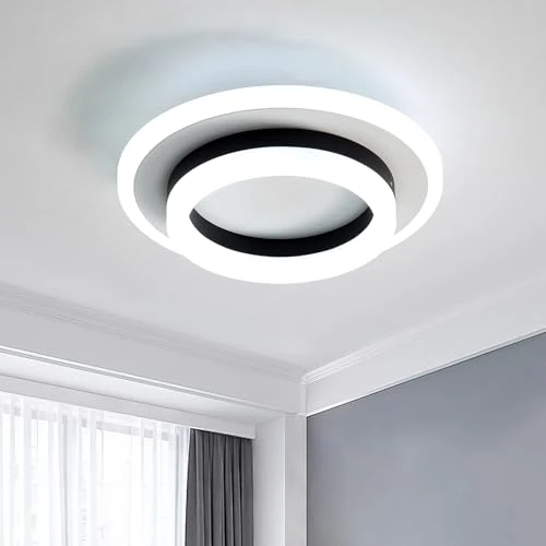 Oferta limitowana: SENQIU Nowoczesna lampa sufitowa LED, 24 W, 2700 lm, okrągła czarna lampa sufitowa LED, akrylowa lampa sufitowa LED, do salonu, kuchni, sypialni, przedpokoju, zimnej bieli 6500 K, 20 cm z 138.24 zł na 138.24 zł (oszczędź 0.00%)