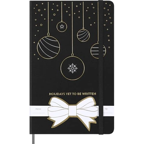 Offerta a tempo: Moleskine Taccuini Natalizi, Taccuino a Righe, Copertina Rigida e Chiusura Elastica, Ideale come Regalo di Natale, Colore Nero, Formato Large 13 x 21 cm - 61% da 25.00 € a 9.84 €