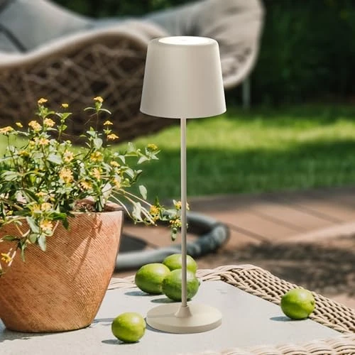 Limited-time offer: Lightbox LED Table Lamp for Indoor and Outdoor Use, 37 cm / 23 cm Height, Diameter 10 cm, Beige Outdoor Table Lamp with Touch Dimmer, Mobile/Wireless/Portable, Rechargeable via USB, Battery, 310 lm & from 27.82 GBP to 27.82 GBP (save 0%)