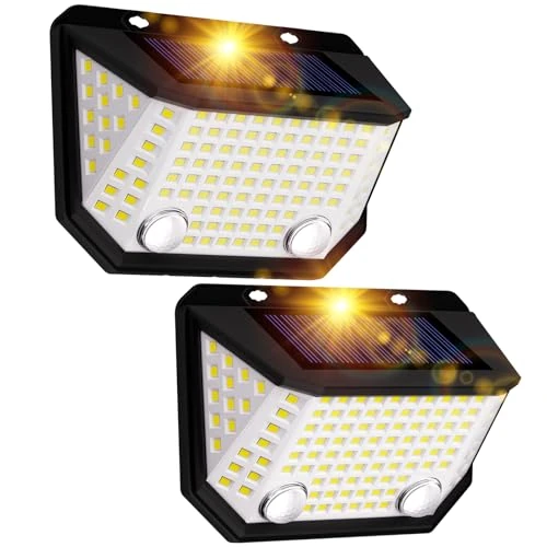 Limitiertes Angebot: K KASONIC Solar Doppelsensor-Zaunleuchten, 6500K Wasserdichte Solar-Bewegungsleuchten mit 300° Weitem Beleuchtungswinkel für den Garten, 2er Pack Außenwand-Solarstufenleuchten für das Haus von 12.99 EUR auf 12.99 EUR (Spare 0%)