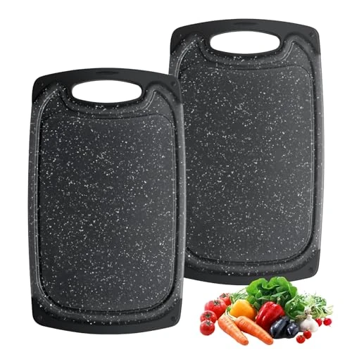 Oferta limitada: Romon Tabla Cortar Cocina, 2 Tablas de Corte Plástico, Fáciles de Limpiar y Tabla Antideslizante, 25 x 15 cm Cutting Board Tablas de Cortar son Duras y durable, Frutas para Verduras, Carne, Negro de 9.99 EUR a 9.99 EUR (ahorro 0%)