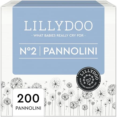 Pannolini LILLYDOO delicati sulla pelle - taglia 2 (4-8 kg), pacco scorta (200 unità), protezione contro le fuoriuscite, morbidi, senza profumi & lozioni e dermatologicamente testati