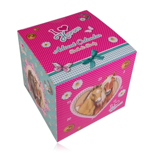 Offerta a tempo: Accentra - Calendario dell´Avvento 2025 per bambine con tema Cavalli e 24 prodotti per la cura del corpo - Calendario dell´Avvento Beauty con lozione corpo, bombe da bagno, doccia schiuma, shampoo etc - 19% da 22.84 € a 18.41 €