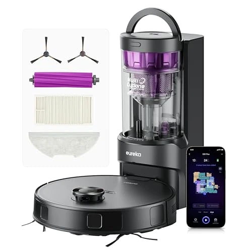 Offre limitee: Eureka E20 Plus Aspirateur Robot de 8000 Pa avec Station de Vidange Automatique sans Sac, Robot Aspirateur Laveur Anti Enchevêtrement, Évitement d'Obstacles 3D, Autonomie de 180 Minutes, DuoDetect AI de 399.00 EUR a 249.99 EUR (economie 37%)