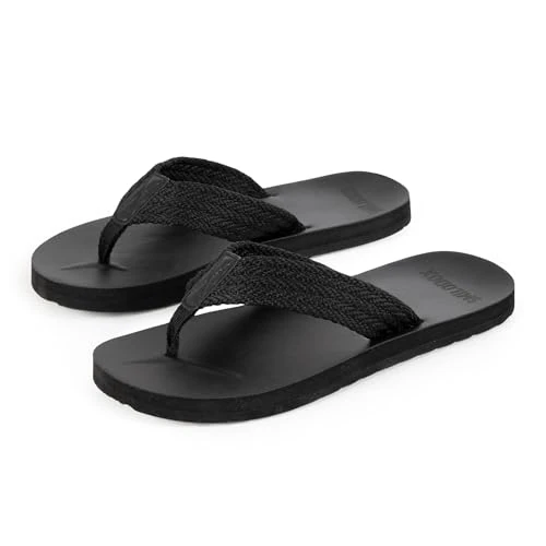 Offerta a tempo: SMILODOX Flip Flop da uomo Alexi, scarpe da bagno antiscivolo, leggere e morbide, pantofole estive, ciabatte da bagno personalizzabili per spiaggia, interni ed esterni, tinta unita nero, 41 EU - 0.00% da 35.15 € a 35.15 €
