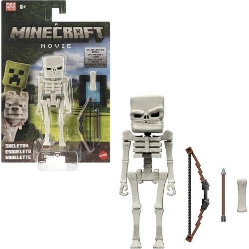 Offerta a tempo: Mattel Minecraft - Personaggio Scheletro, action figure da collezione con acccessori inclusi, alto 10 cm e ispirato al film e al videogioco, giocattolo per bambini, 6+ anni, JFR60 - 19% da 14.99 € a 12.09 €