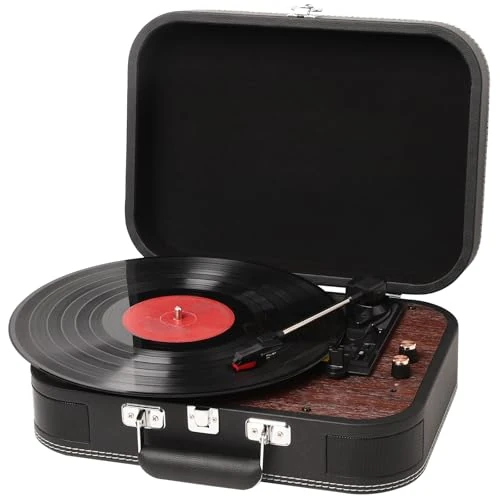 Oferta limitada: Tocadiscos de Vinilo, Vintage Tocadiscos Bluetooth para Discos de Vinilo Vintage estéreo de 3 velocidade 33/45/78 RPM,Gramófono Fonógrafo Retro con Apoyo RCA Salida AUX, Negro de 79.99 EUR a 62.69 EUR (ahorro 22%)
