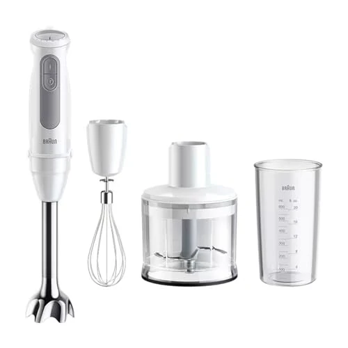 Braun MultiQuick 5 Hand Blender 1000W with Beaker, 500ml Chopper, Whisk, PowerBell VPlus, 21 Speeds, SplashControl for Chopping, Masala Grinding, Chutney, Puree, Smoothie, Soup, Shake MQ50236M