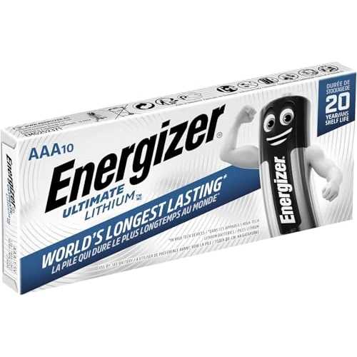 Limited offer: Energizer Max - Ultimate Lithium, Pack of 10 AAA Batteries, Long Lasting Lithium for High Consumption Devices, Lighter and 20 Year Shelf Life from 29.44 EUR to 26.31 EUR (save 11%)