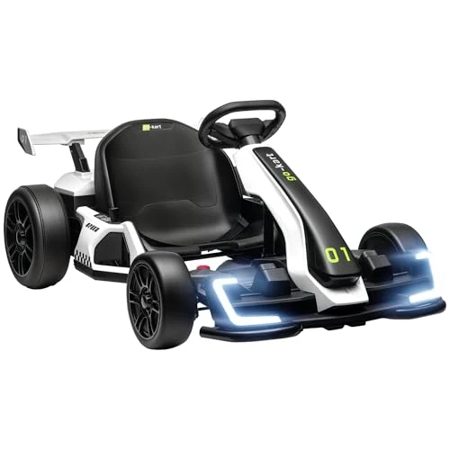 Offerta a tempo: HOMCOM Go Kart Elettrico per Bambini 6-12 Anni 24V 6-12km/h 2 Motori Bianco - 10% da 321.95 € a 289.75 €