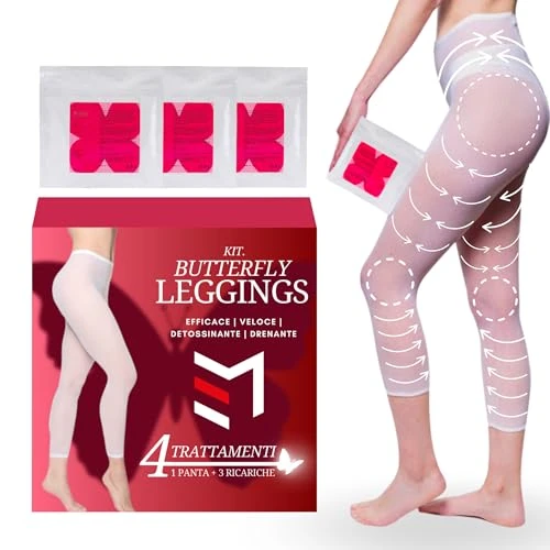 Offerta a tempo: Kit Leggins Drenanti Donna 4 Trattamenti Completi - Collant Bendaggi Riduzione Cellulite Gambe e Glutei, Linfodrenaggio - Comprendono 1 Pantalone Imbibido + 3 Ricariche e Slip Monouso - Made in Italy - 7% da 42.90 € a 39.97 €