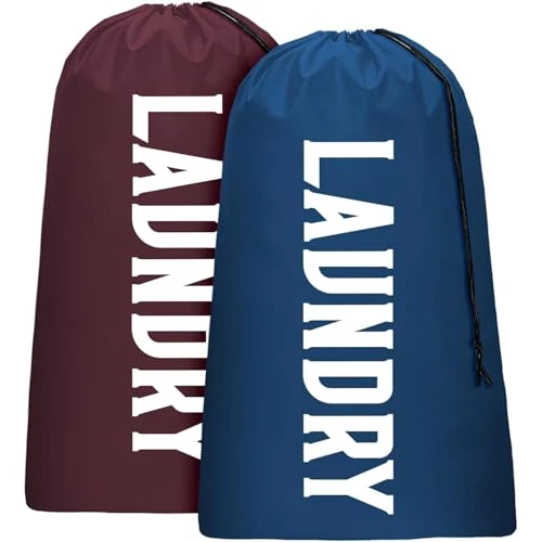 Offerta a tempo: 2 Sacchi Portabiancheria Sporca per Viaggio, Sacco Biancheria Sporca Faltabile con Design di Cinghia a Tiro, Laundry Bag Grande 61x92cm per Camping, Casa, Bagno (Blu navy + rosso vino) - 36% da 10.99 € a 6.99 €