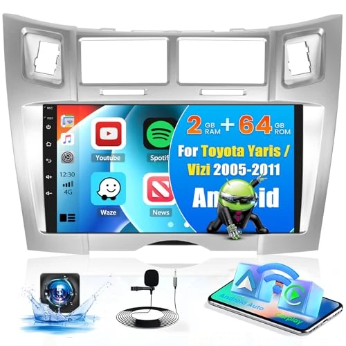Oferta limitada: [2G+64G]Hikity Radio Coche para Toyota Yaris/Vizi 2005-2011 Android 15, Radio 9 Pulgadas Pantalla Táctil Carplay Inalámbrico Android Auto GPS, WIFI, Bluetooth, Mirror Link, FM/RDS, MIC, Cámara Trasera de 159.99 € a 159.99 € (ahorro 0.00%)