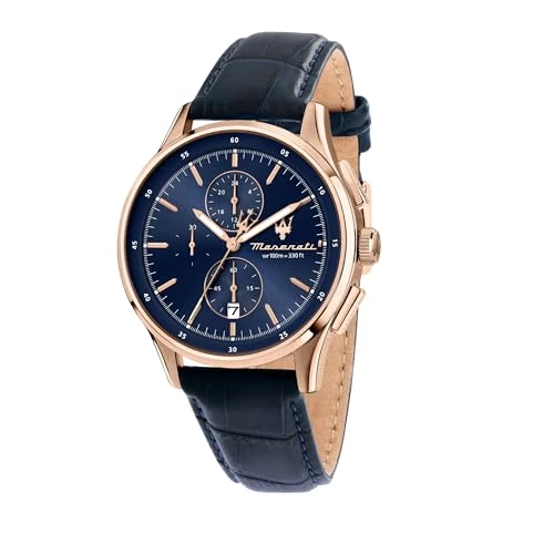 Offerta a tempo: Maserati Orologio Uomo, Cronografo, Analogico, 42 mm, Cinturino in Pelle, Collezione SORPASSO - R8871624009 - 18% da 289.00 € a 237.69 €