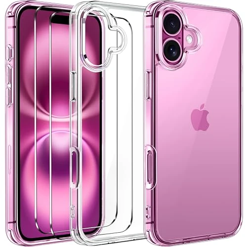 Oferta limitada: ivoler Clara Funda para iPhone 16 6.1-Inch, con 2 Piezas Cristal Templado y Marco de Instalación, [Protección Militar] Anti-Amarillo Carcasa Antigolpes Bumper Case - Transparente de 7.99 EUR a 7.99 EUR (ahorro 0%)