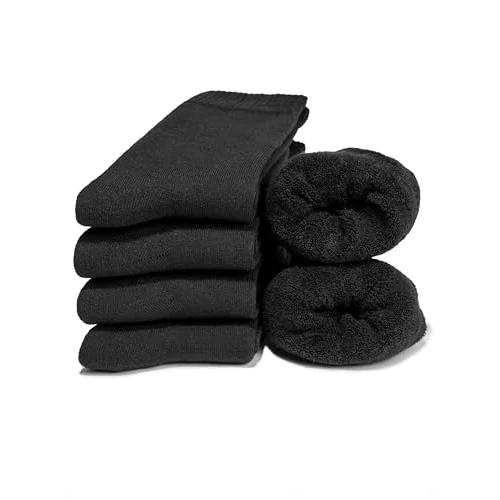 Occulto calzini termiche donna pacco da 6 (modello: Smilla), calze invernali di cotone Nero 35-38