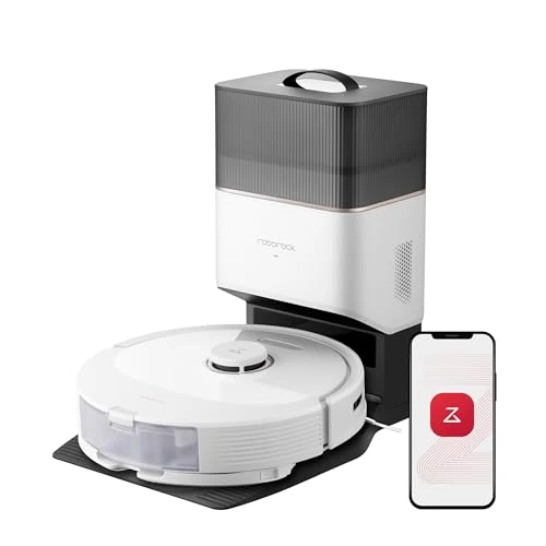 roborock Q8 Max+ Aspirateur Robot Laveur avec Station, Vidage Automatique, 5500Pa Aspiration, Brosse DuoRoller, Navigation LiDAR, Évitement d'obstacles, Cartographie Multi-Niveaux, Contrôle APP/Vocale
