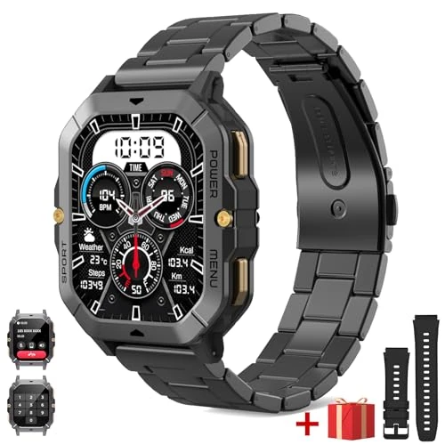 MISIRUN Smart Watch for Men, 2.02" HD Touch Screen, 100+ Sports Modes, Activity Tracker with Heart Rate/SpO2/Sleep Monitor/Pedometer, 1 ATM Waterproof Fitness Watch for iOS Android Make/Answer Call