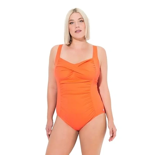 Offre limitée : Ulla Popken Femme Grandes Tailles Maillot de Bain, Structure Fine, drapé Rose Corail 60 791023510-58 de 49.99 € à 24.02 € (52% de remise)