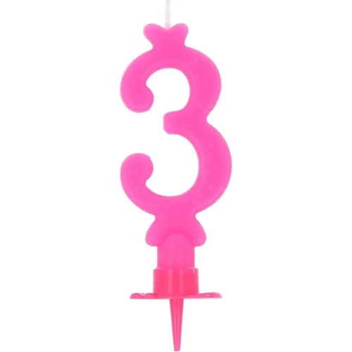 Różowa świeca z okazji urodzin nr 3
