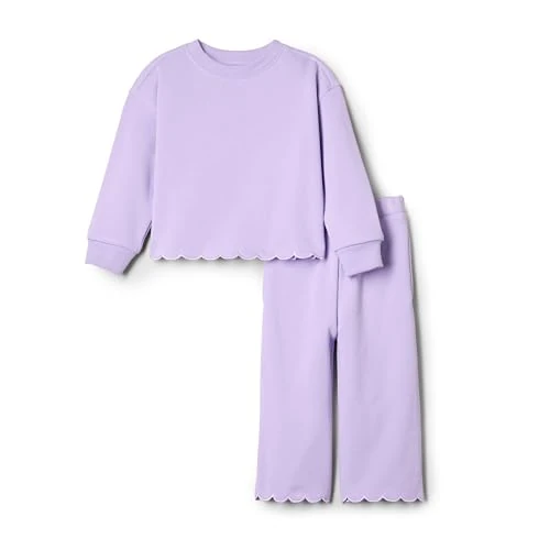Amazon Essentials x Sofia Grainge - Conjunto de pantalón y Top de Rizo francés para niña bebé, Lila, 12 Meses