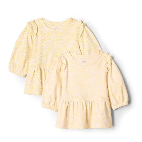 Limited-time offer: Amazon Essentials x Sofia Grainge Girls' 3/4 Sleeve Knit Top, Pack of 2, Delicate Floral/Round Trees, 3 Years from 12.50 £ to 8.98 £ (save 28%)