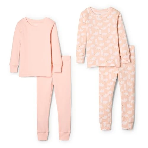 Amazon Essentials Sofia Grainge Pijama Ceñido de Algodón Unisex bebé, Oso Polar/Rosa, 4 años