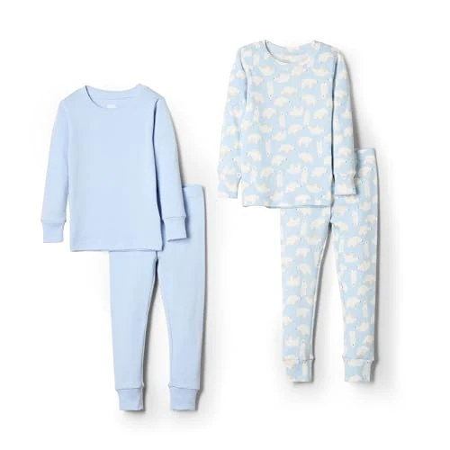 Amazon Essentials Sofia Grainge Pyjama Ajusté en Coton Mixte bébé, Bleu Clair/Ours Polaire, 24 Mois