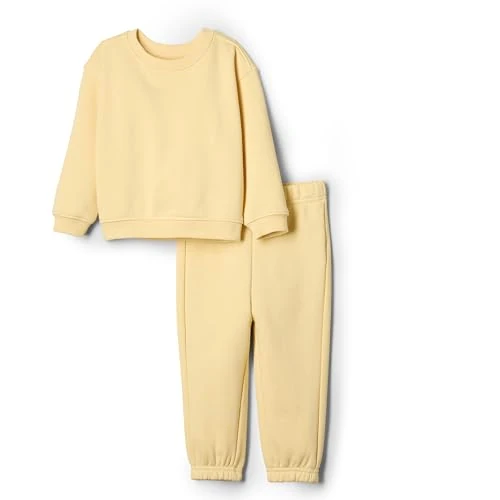 Amazon Essentials x Sofia Grainge Conjunto de Sudadera y Pantalón Unisex Niño, Amarillo Mantequilla, 3 años