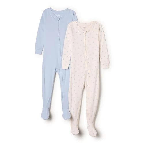 Offerta a tempo: Amazon Essentials x Sofia Grainge Pigiami con Piedi Attillati in Cotone Unisex - Bambini e ragazzi, Confezione da 2, Celeste/Coniglietti Piccoli, 3-6 mesi - 0.00% da 25.20 € a 25.20 €