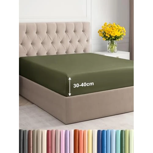 Prześcieradło z gumką 90 x 190 cm – bardzo głębokie prześcieradło z gumką na materace do 40 cm (16") – miękka szczotkowana mikrofibra – nie gniecie się, odporne na kurczenie się i kolor – Öko-Tex