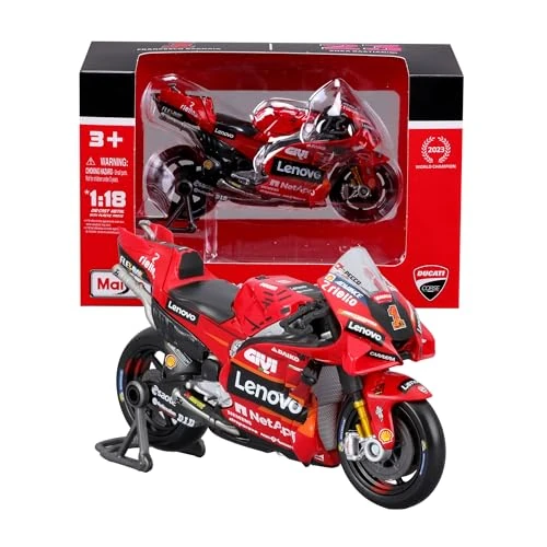 Maisto - Ducati Lenovo Team 2023 Bagnaia #1 - Realistisches Motorradmodell im Maßstab 1:18, offizielle Ducati-Lizenz, empfohlenes Alter 3+ Jahre