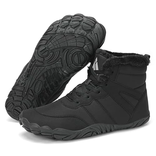 Limitiertes Angebot: Mishansha Barfußschuhe Herren Winterschuhe Damen Warm Gefüttert Winterstiefel für Rutschfeste Fitnessschuhe Winter Outdoor Unisex Schwarz 44 EU von 42.99 EUR auf 18.99 EUR (Spare 56%)