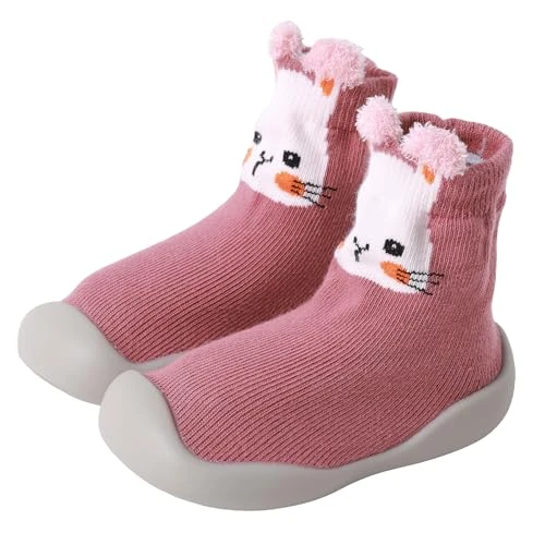 Offerta a tempo: XQ&XG Calzini Scarpe Primi Passi Neonato, Scarpe Antiscivolo per Bambini, Suola Morbida Antiscivolo, Scarpe Traspiranti per Bambino Unisex Incantevole Pantofole - 50% da 13.99 € a 7.00 €