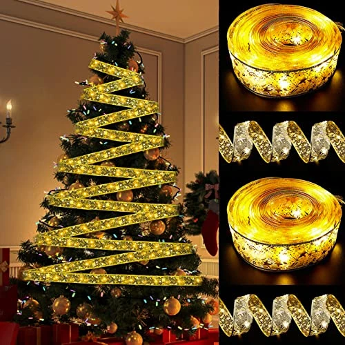 Offerta a tempo: NEMMXUB Luci natalizie a nastro a LED 10M 100LED Luci a Stringa per Natale Ribbow Strisce Luci Led Decorazioni per le Vacanze per Capodanno, Natale, Festival, Feste, Matrimonio - 20% da 4.99 € a 3.99 €