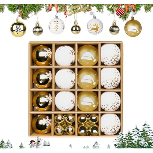30Kerstballen, wit en goud